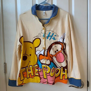 Disney Winnie The Pooh x Gongdie Pyjama Top Front Buttoned Collared Large